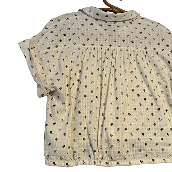 Madewell | Button-Up Drawstring Shirt in Blooming Ikat Size M 100% Cotton - Picture 7 of 12